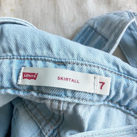 Levi's Skirtall 7 Light Wash Denim Jumper Overall Dress Pockets Blue Jean - Picture 3 of 8